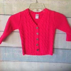Carters Bright Pink Button Up Sweater